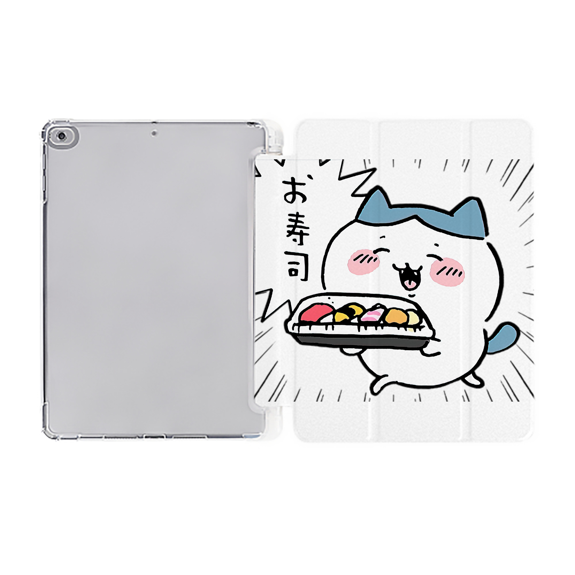 （画像用） ちいかわ ハチワレ Chii-kawa hachiware IPad ケース ペン収納付き 三つ折りスタンド PUレザー×シリコン 対応機種9.5/10.5/10.9インチ